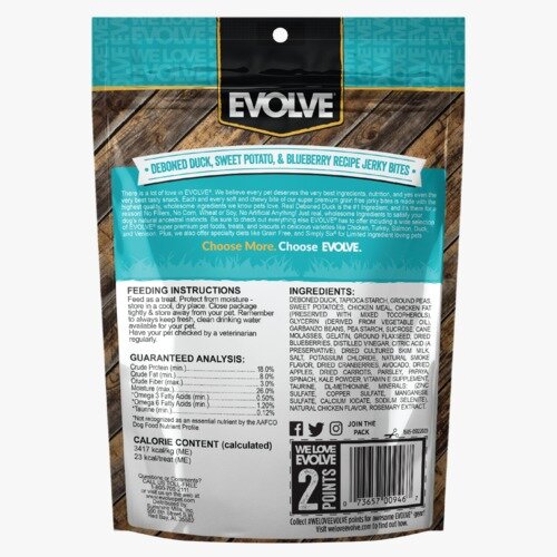 Evolve Grain Free Jerky Bites - Pato, Batata & Arándanos (2)