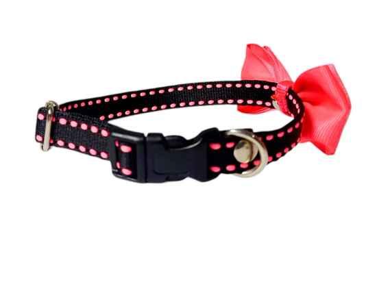 Collar Glamour Rosa con Moño Elegante para Mascotas - Imagen 2